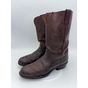 DURANGO Cowboy Boot Western Men's Leather Brown Almond Round Toe Work Shoe 10.5D